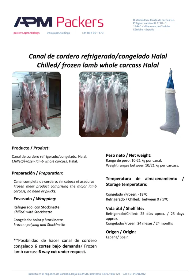 Canal de cordero – Halal