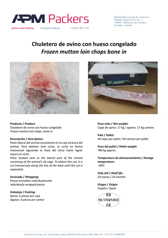 Chuletero de ovino con hueso