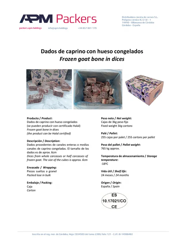 Dados de cabra con hueso 6 cm – granel