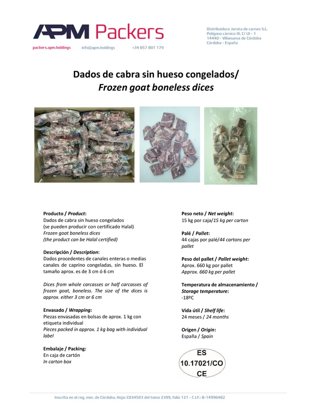 Dados de cabra sin hueso (3 o 6 cm)