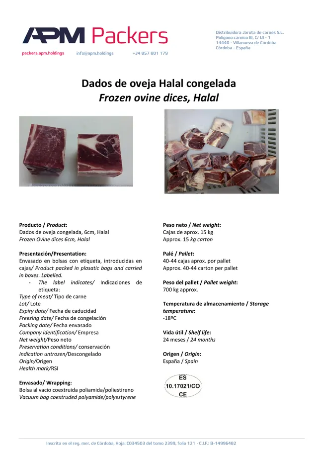Dados de oveja 6 cm – Halal