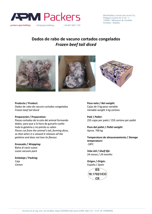 Dados de rabo de vacuno