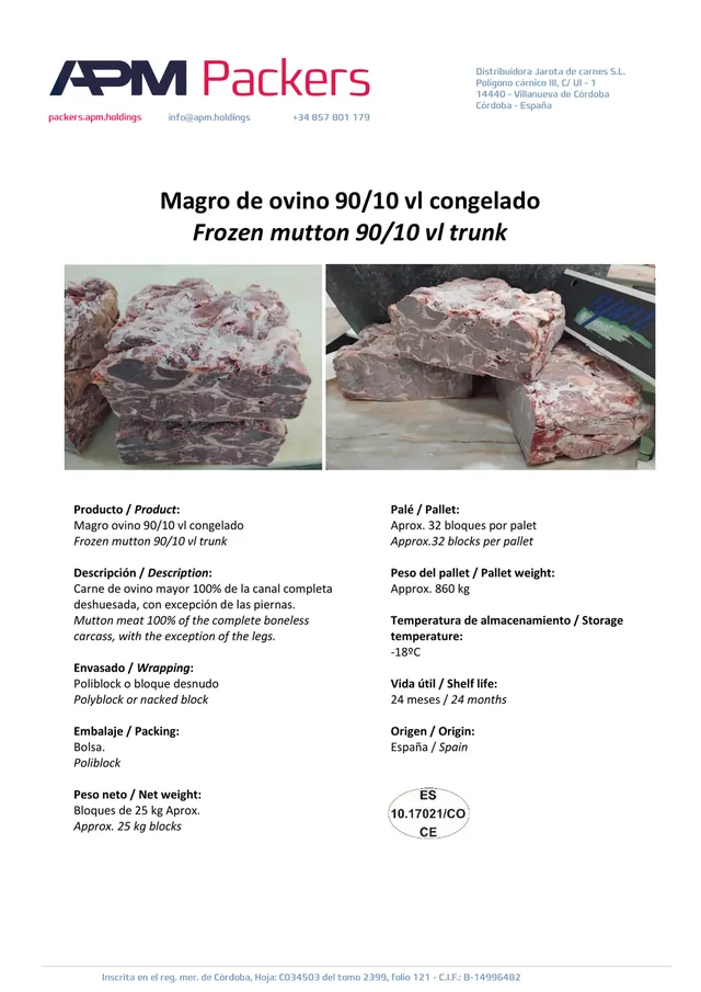 Magro de ovino 90/10 VL