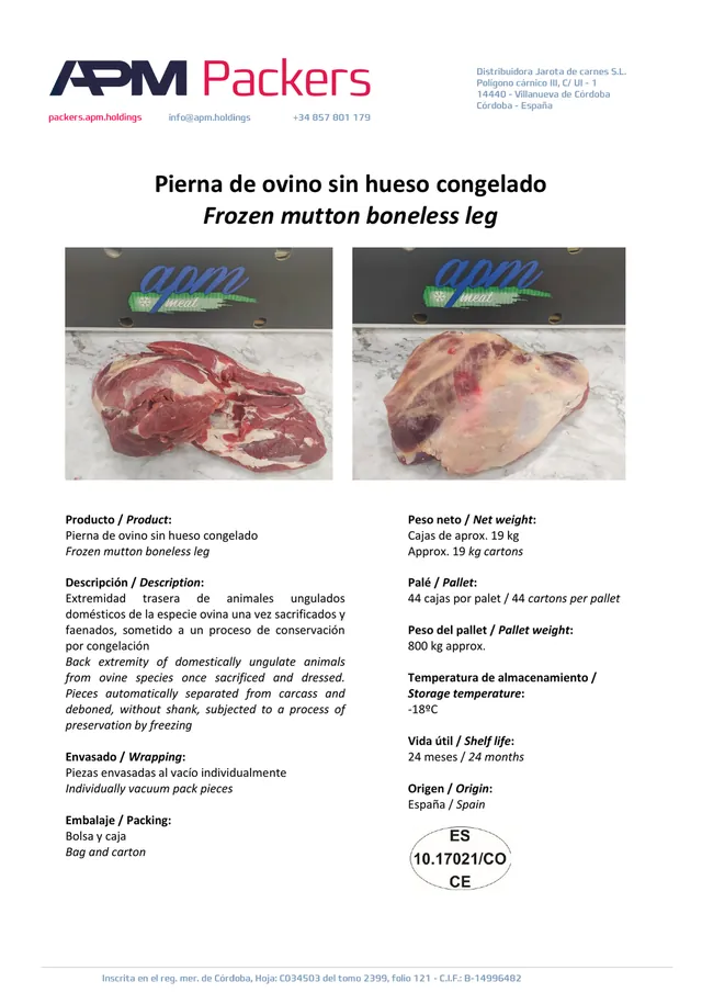 Pierna de ovino sin hueso