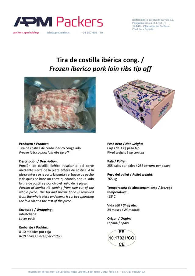Tira de costilla – caja 3 kg