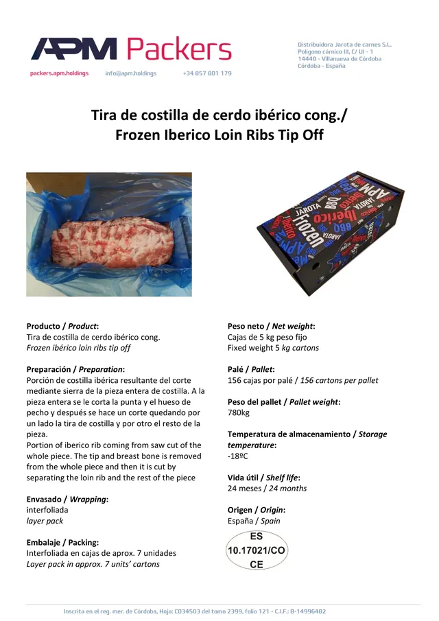 Tira de costilla – caja 5 kg